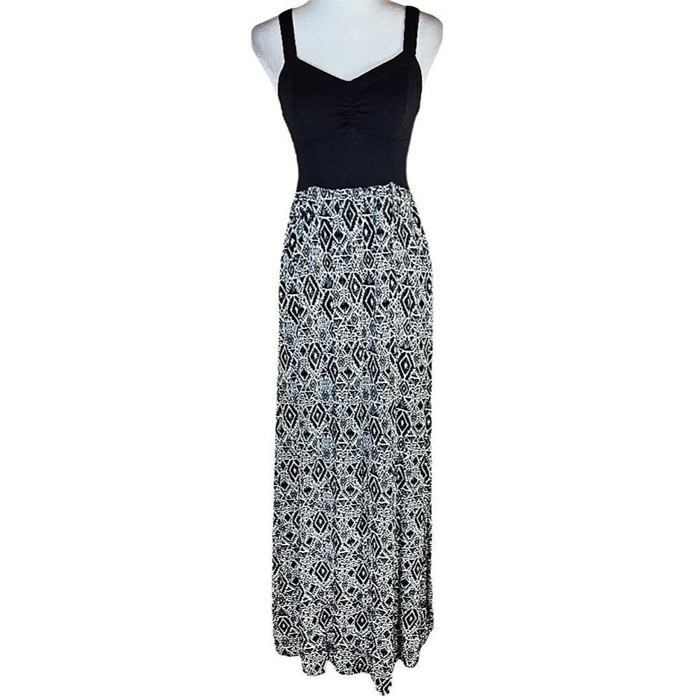 Mudd Sweetheart Geometric Print Maxi Dress Women's Medium Boho Adjustable Strap